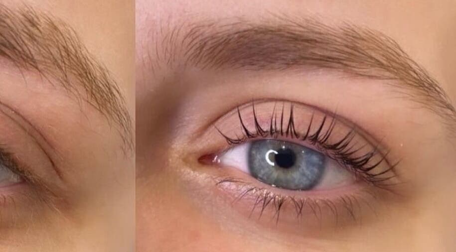 Before and after lash enhancement at Luxe Lashes, Warrington, England, GB.