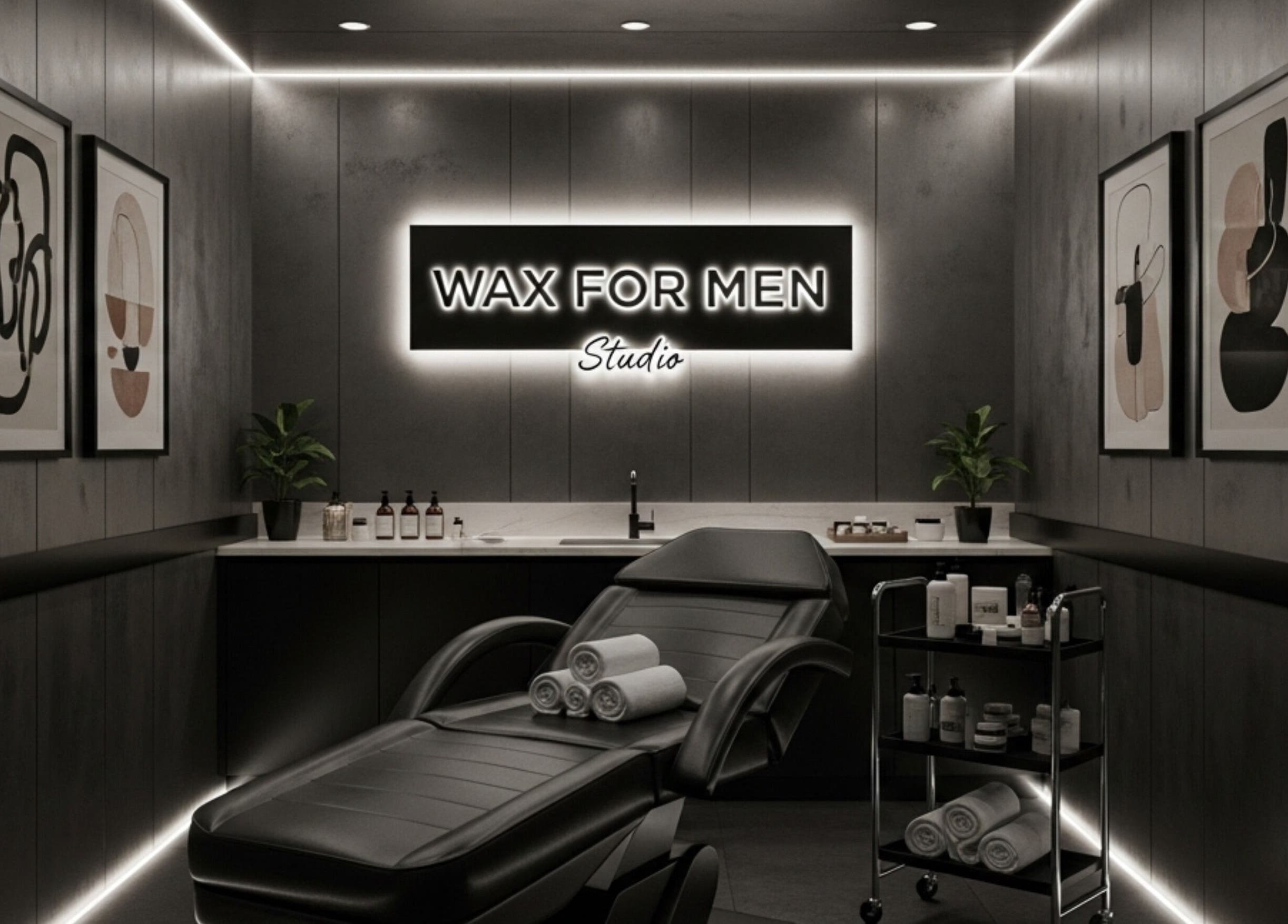 Stylish men's waxing studio at Precision Lifestyle Group Wilmslow, England, GB with modern decor and cozy setup.