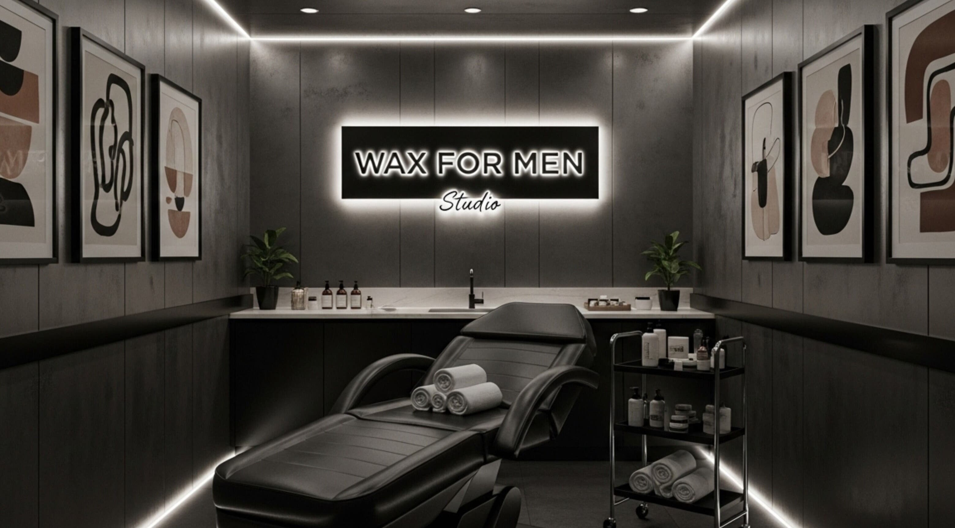 Stylish men's waxing studio at Precision Lifestyle Group Wilmslow, England, GB with modern decor and cozy setup.
