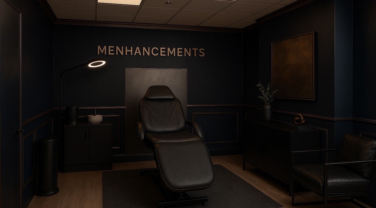 Luxurious treatment room at PLG PRP Hair Regrowth Clinic - Blackburn, featuring a modern chair and sleek decor.