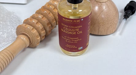 Massage oil and tools at Silhouette Society by Chantel, Hull, England, GB.