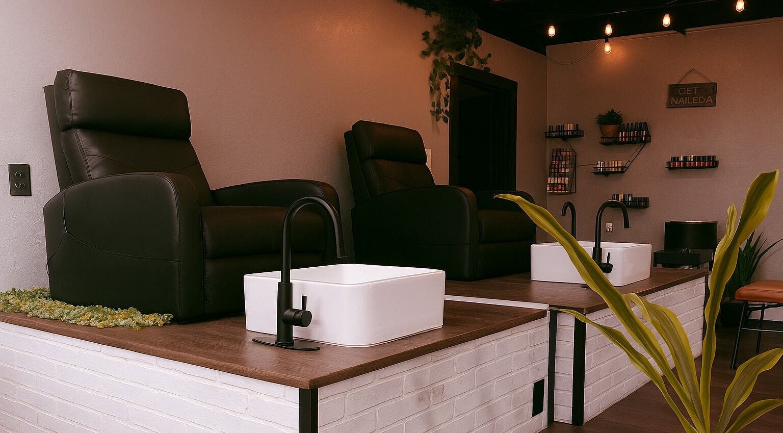 Relaxing pedicure chairs at Studio C by Carolyn Romero in Altamonte Springs, Florida, US, offering comfort and style.
