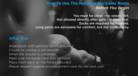 Guidelines for using Hyperice boots at Rebootz in Gqeberha, Eastern Cape, ZA.