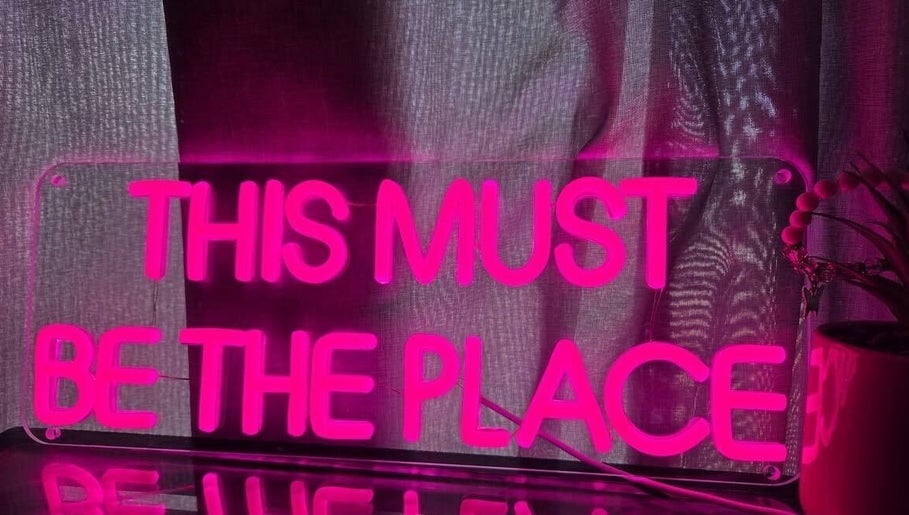 Neon sign 'This Must Be The Place' at Nails_bymomo6, Cape Town, Western Cape, ZA.
