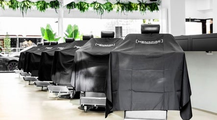 Barber chairs at MENSPIRE Beethoven, sleek and modern in Amsterdam, Noord-Holland, NL.