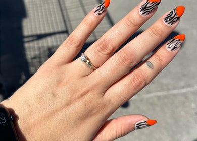 Diseños de uñas con estampado animal en Juliana Alcaraz Nails, Hermosillo, Sonora, MX.