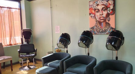 Cozy styling chairs and dryers at A Different You Salon, Houston, Texas, US.