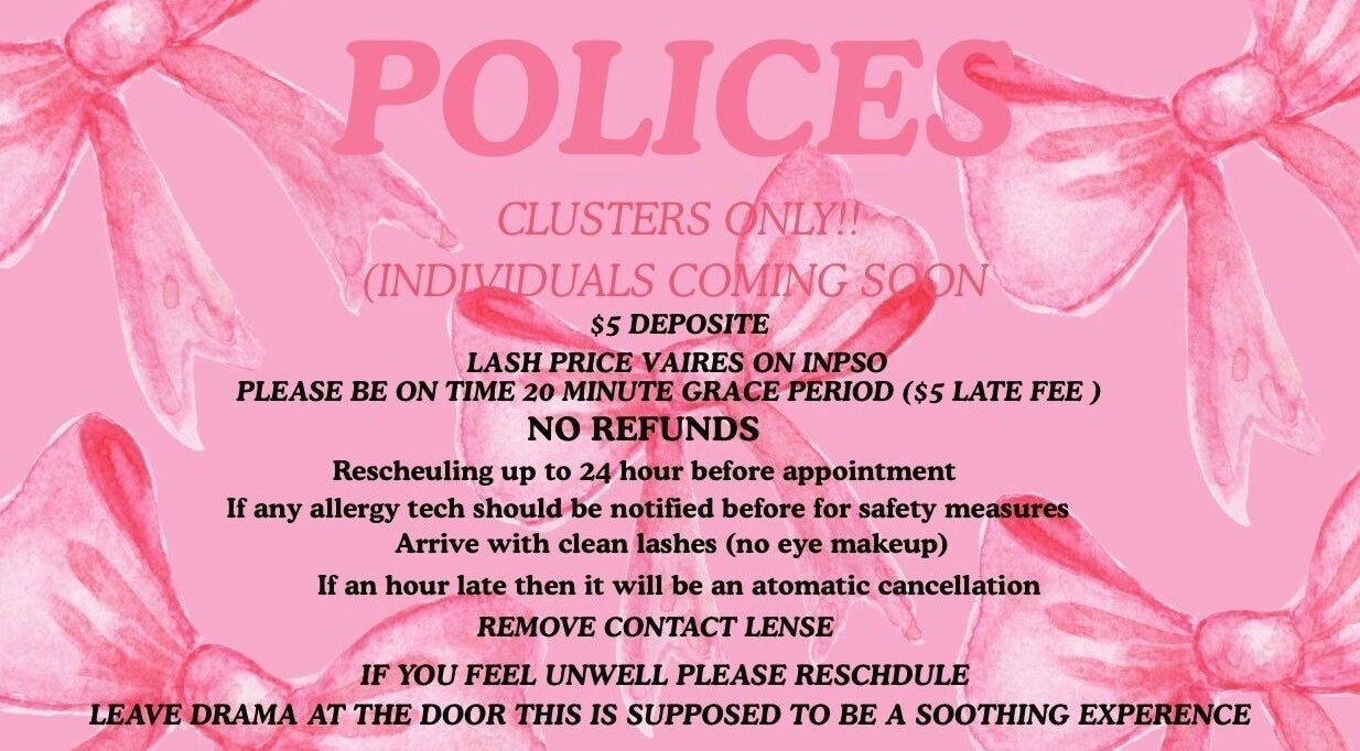 Prettypuplis salon policies and decor detail in pink, Nashville, Tennessee, US.