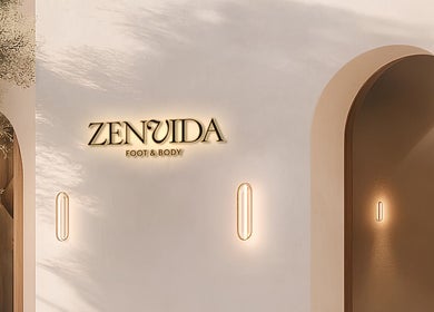 Entrance to ZenVida Foot & Body in Madrid, Comunidad De Madrid, ES with elegant lighting and design.