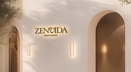 Entrance to ZenVida Foot & Body in Madrid, Comunidad De Madrid, ES with elegant lighting and design.
