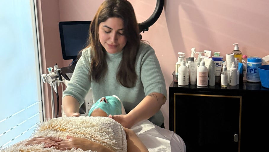 Pampering facial at Pegah Skin Lounge, Castle Hill, New South Wales, AU with soothing treatment mask.