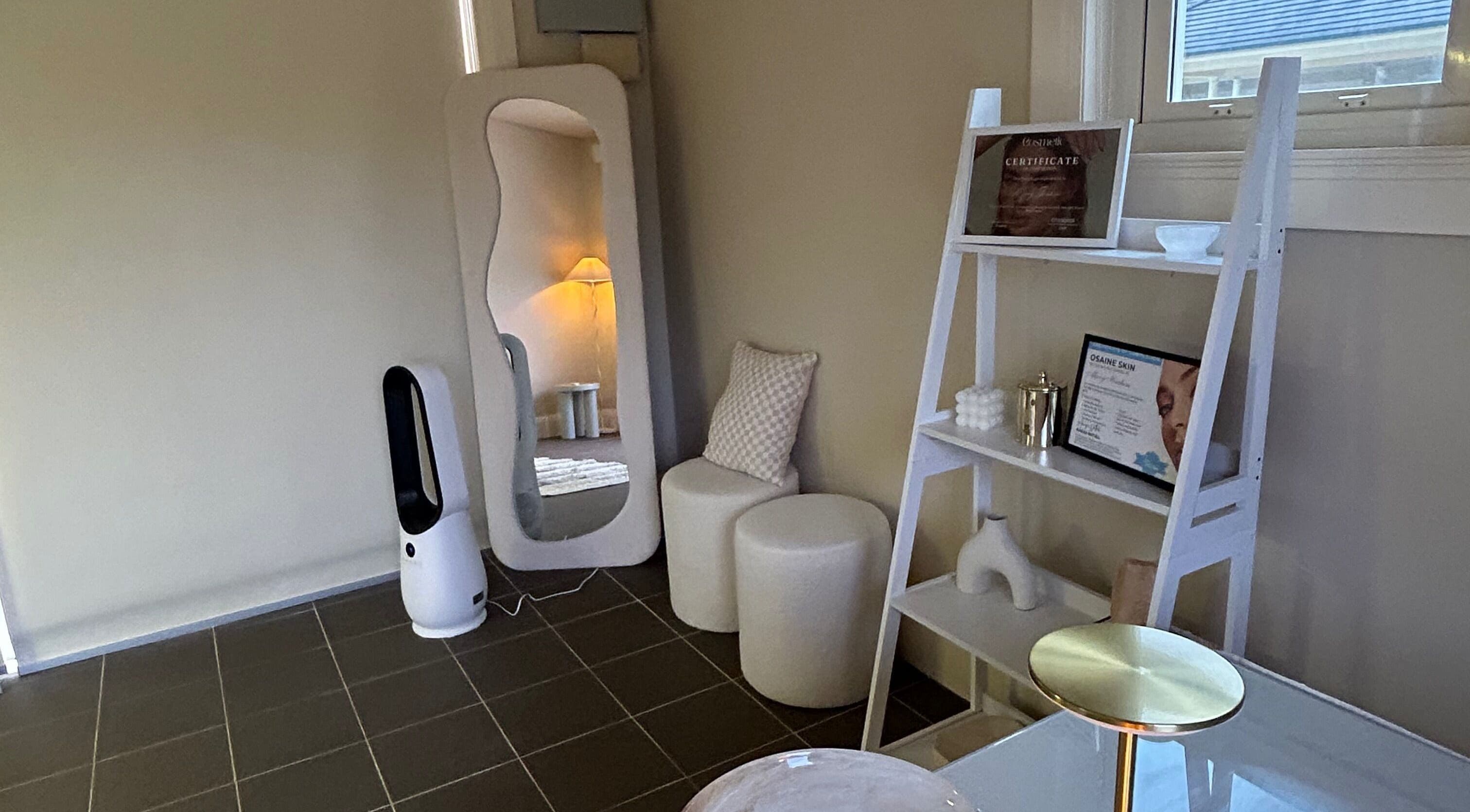 Tranquil corner at Aevum Aesthetic, Cobbitty, NSW featuring modern decor and elegant accents.