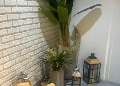 Inviting decor with lanterns and plants at 5ive Seconds Salon - Al Raed, Riyadh, Riyadh Province, SA.