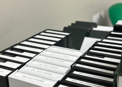 Elegant display of boxed products at 92 Lakeshore Road East, Mississauga, Ontario, CA.