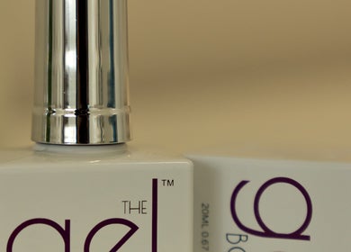 Close-up of elegant nail polish bottles at Kateryna Nails, Birmingham, England, GB.