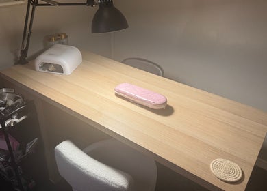 Elegant nail desk at Beauty by Shannon, Bristol, England, GB, ready for manicure services.