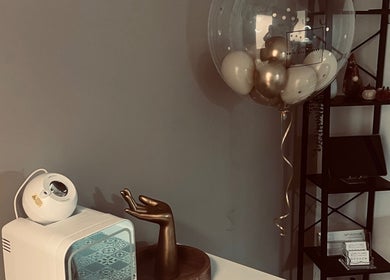 Elegant decor with balloons at Skin Collective, Mossley, England, GB highlighting beauty and wellness.