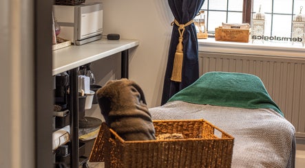 Cozy treatment room at Posh Nail and Beauty in Aston-on-trent, England, GB with a massage table and elegant decor.