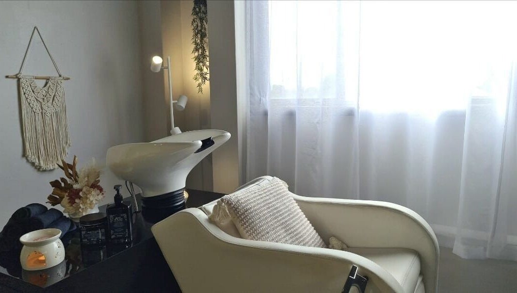 Relaxing salon chair and wash basin at Home Salon by Laurine Durand, Stafford, Queensland, AU.