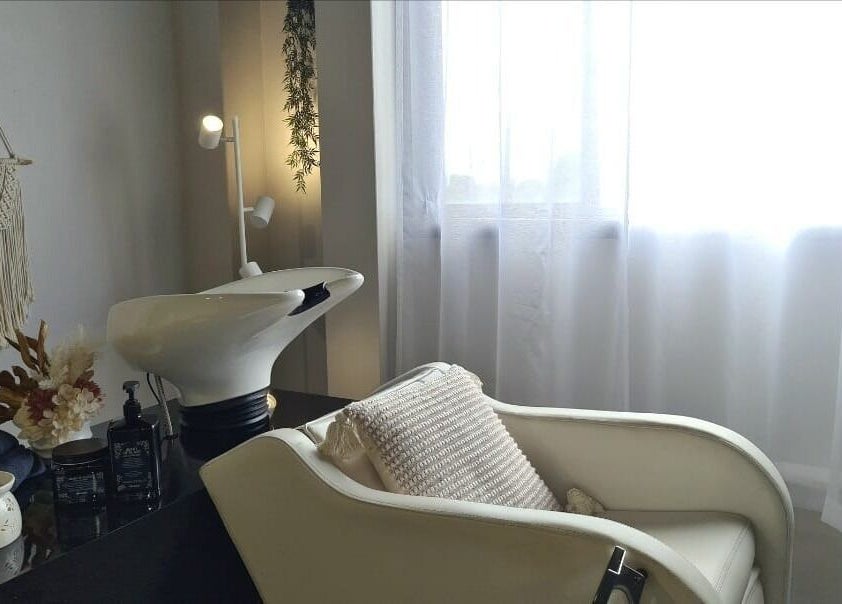 Relaxing salon chair and wash basin at Home Salon by Laurine Durand, Stafford, Queensland, AU.