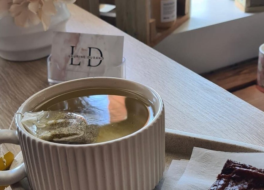 Serene tea setting at Home Salon by Laurine Durand in Stafford, Queensland, AU, perfect for relaxation.