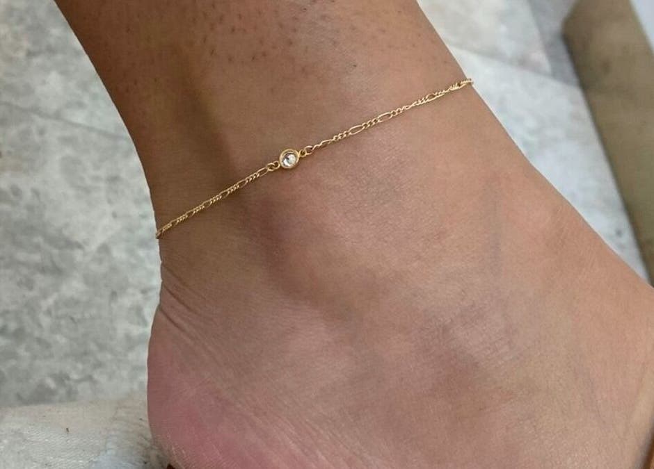 Delicate ankle bracelet from LINKED Permanent Jewelry, Mobile Home Appointments UAE, Dubai, AE.