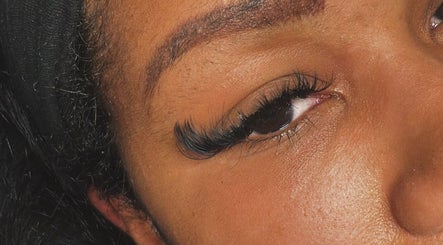 Close-up of elegant lash extensions at De Effys Effectttt, Ilford, England, GB.
