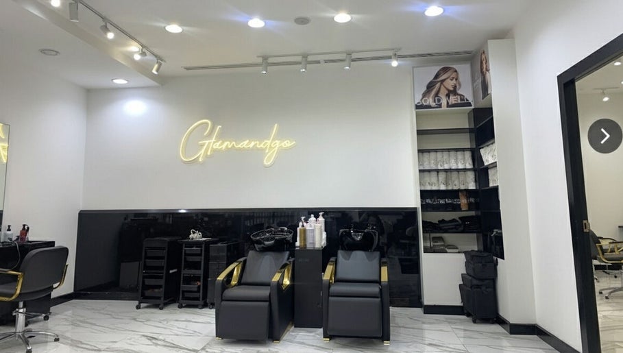 Interior of Glam & Go Ladies Salon L.L.C in Dubai, AE showcasing plush seating and elegant decor.