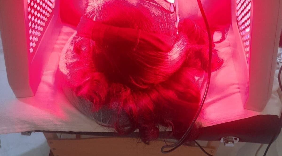 Red light therapy session at Suzanne's Body Care, 68 Hagley Park Road, Kingston, St. Andrew Parish, JM.