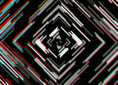 Abstract geometric neon lights at Dev Music, Banten, Banten, ID, creating a vibrant, dynamic vibe.