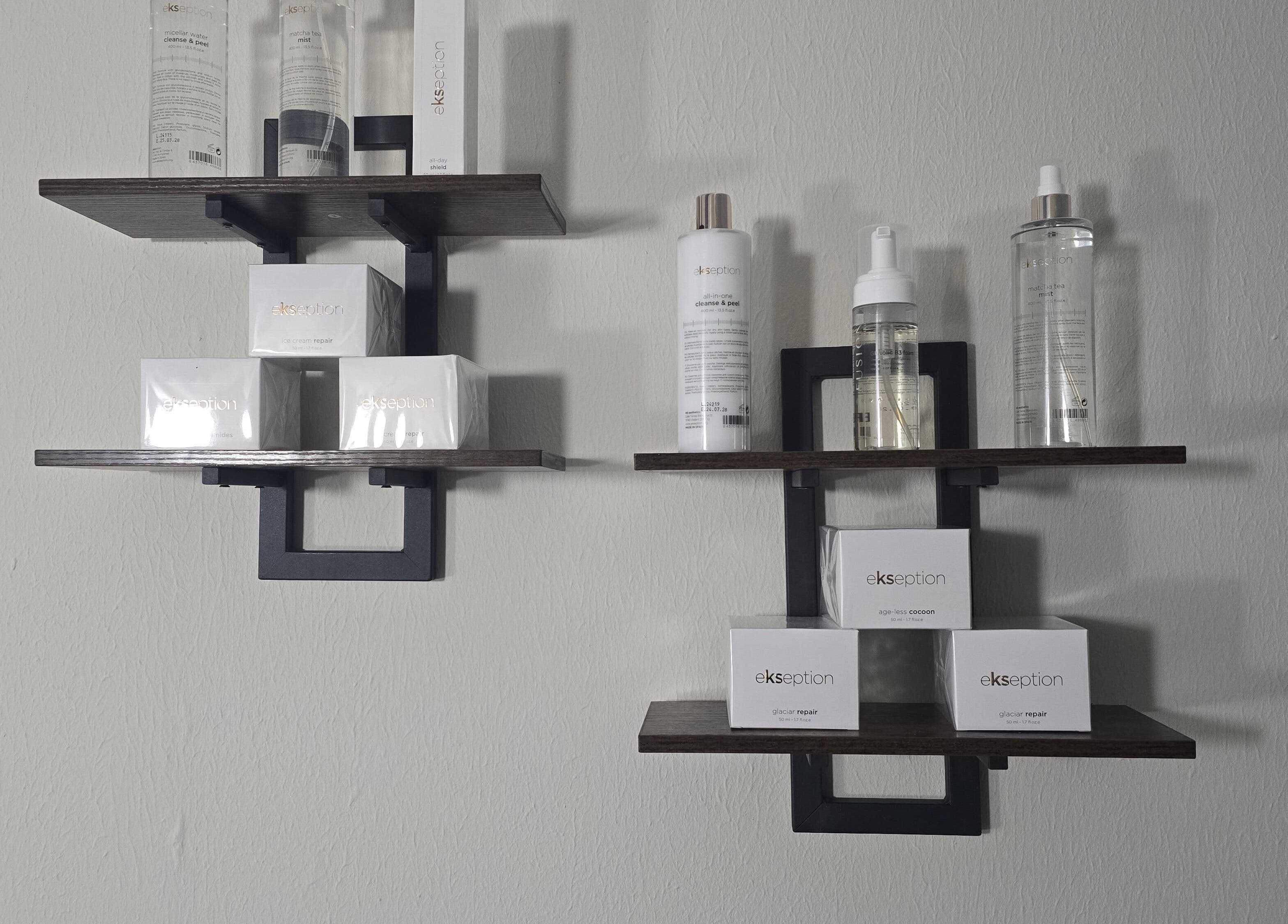 Elegant beauty product display at Face it by Ian, Walton-on-Thames, England, GB.