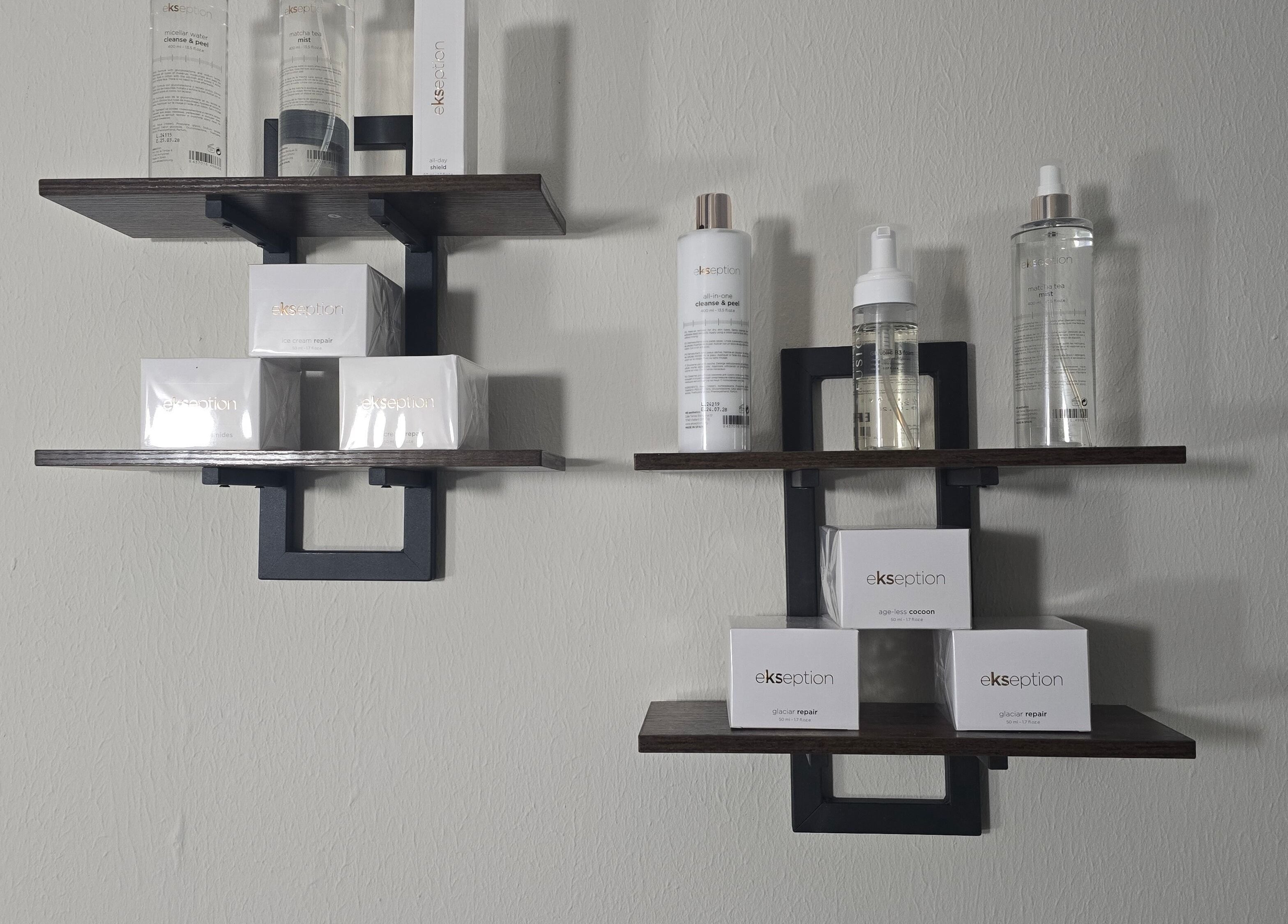 Elegant beauty product display at Face it by Ian, Walton-on-Thames, England, GB.