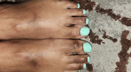 Bright mint pedicure from Lee's Beauty in Cape Town, Western Cape, ZA, showcasing professional nail care.