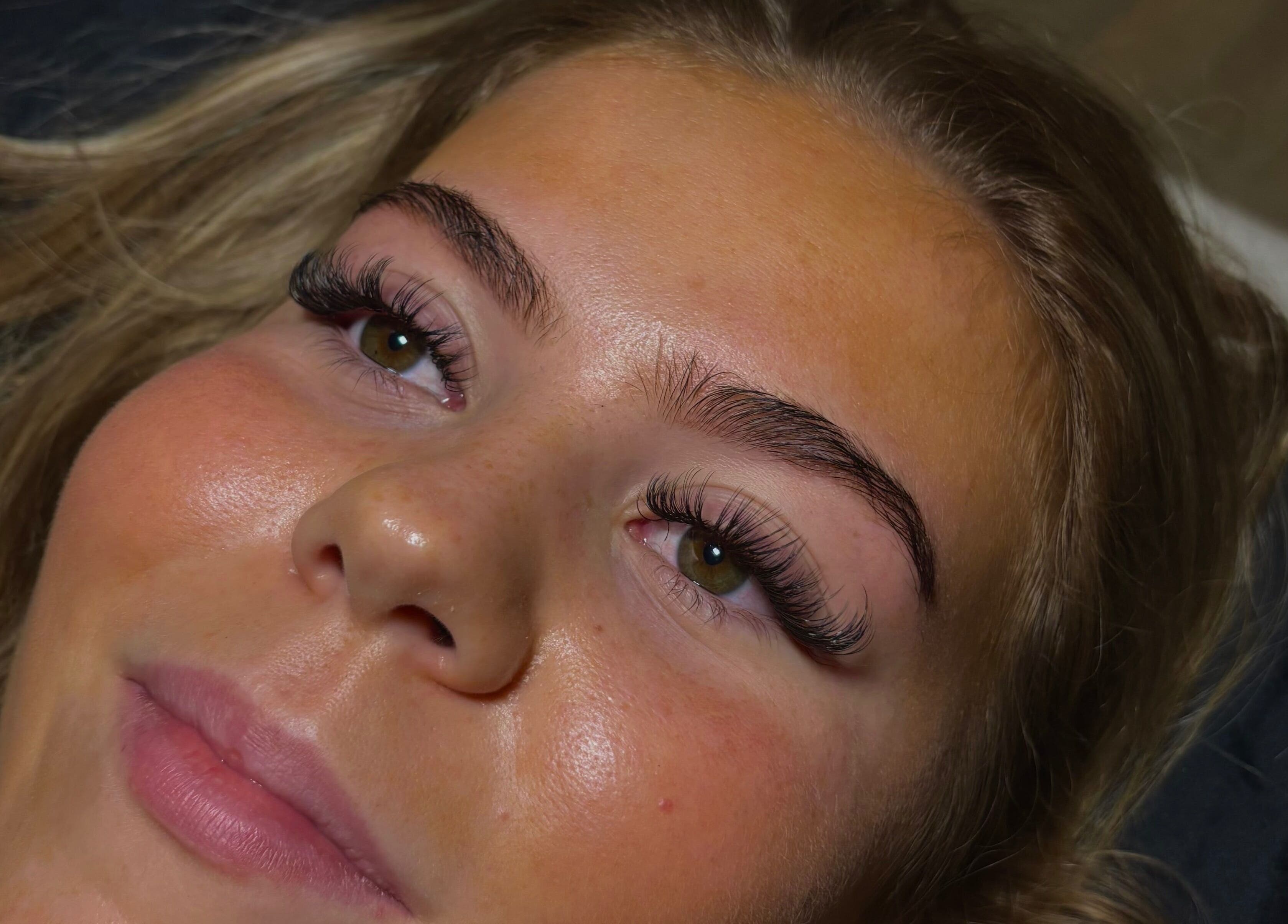 Close-up of detailed eyelash extensions at Lashes by Pheb, Hinckley, England, GB.