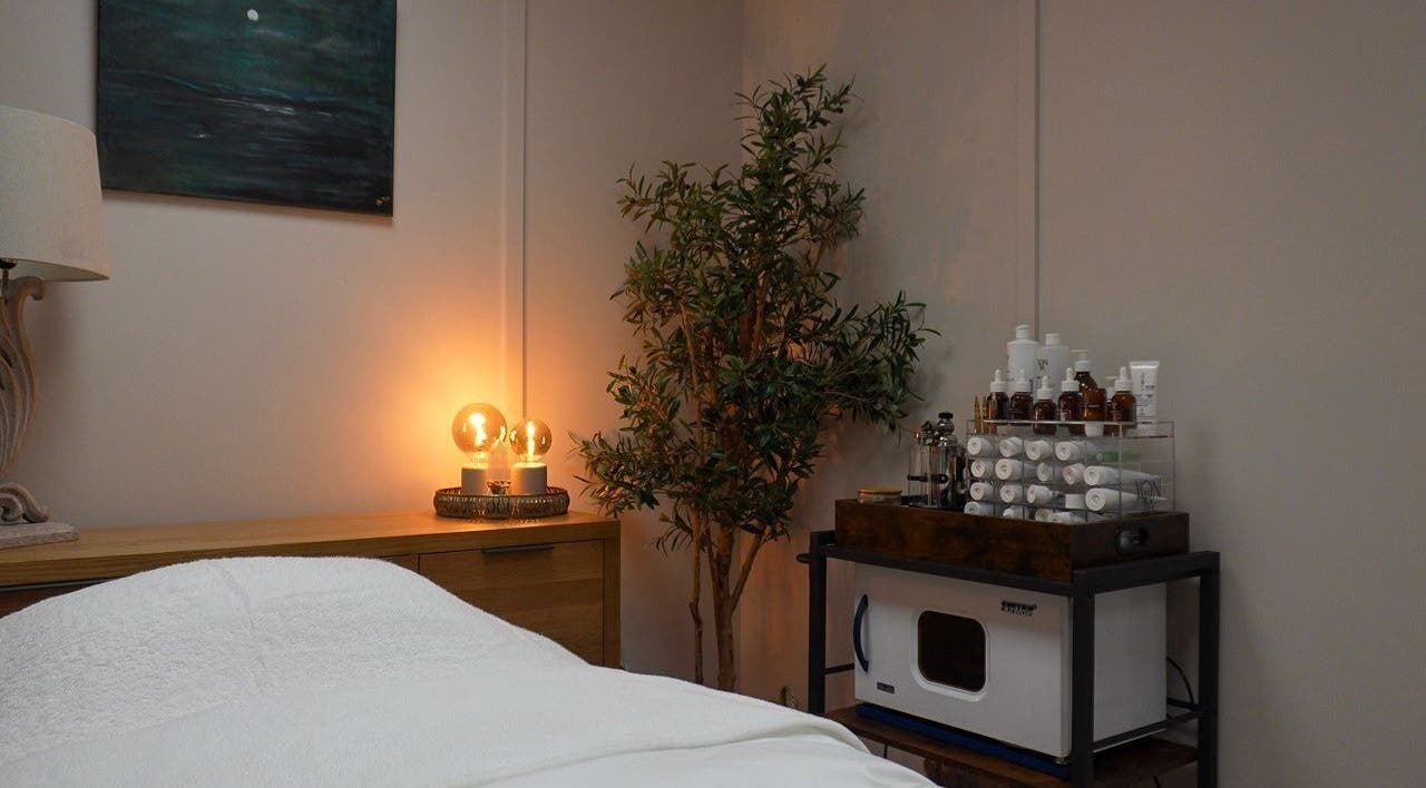 Cozy treatment room at Tranquil Beauty By Teresa, Castlewellan, Northern Ireland, GB with ambient lighting.