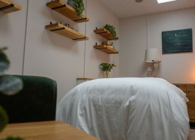 Elegant treatment room at Tranquil Beauty By Teresa, Castlewellan, Northern Ireland, GB featuring calming decor.