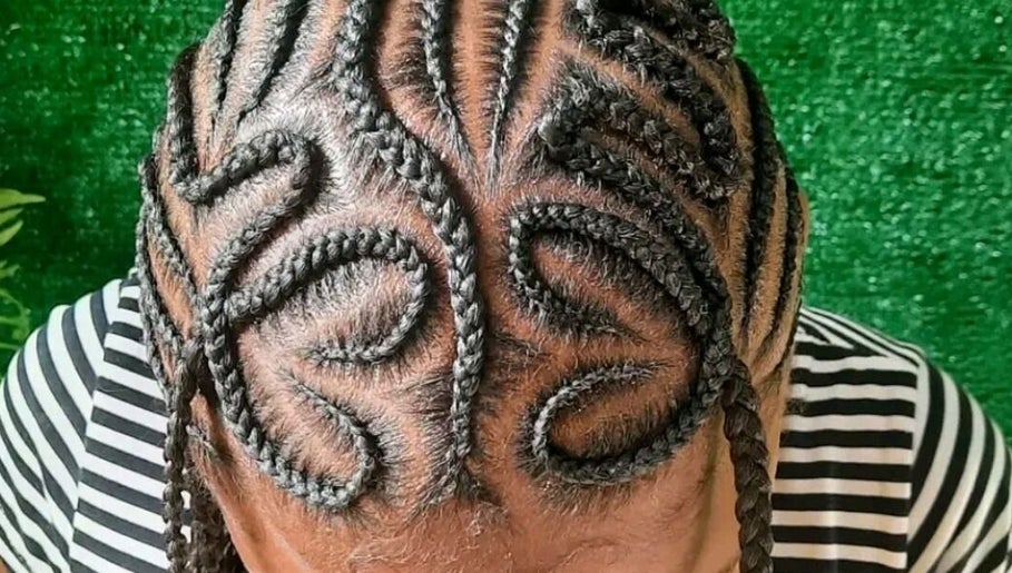Intricate braids design at The Hair Fairy, Willemstad, Curaçao, CW.