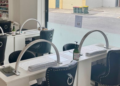 Chic nail stations at Nhu Nails and Beauty in Melbourne, Victoria, AU showcasing modern elegance.