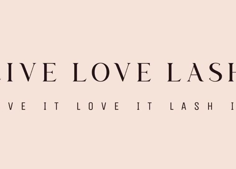 Live Love Lash logo with slogan 'Live It Love It Lash It' on beige background in Bicester, England, GB.