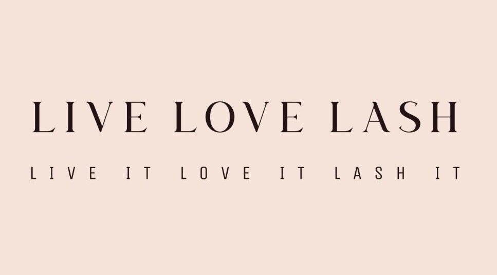 Live Love Lash logo with slogan 'Live It Love It Lash It' on beige background in Bicester, England, GB.