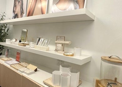 Elegant display of skincare products at Mocha Aesthetics Clinic, Johannesburg, Gauteng, ZA.