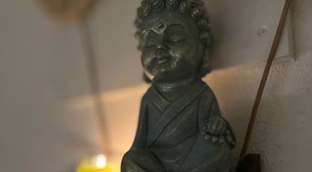 Peaceful Buddha statue at Beauty House SPA, County Galway, Galway, IE enhances the tranquil ambiance.