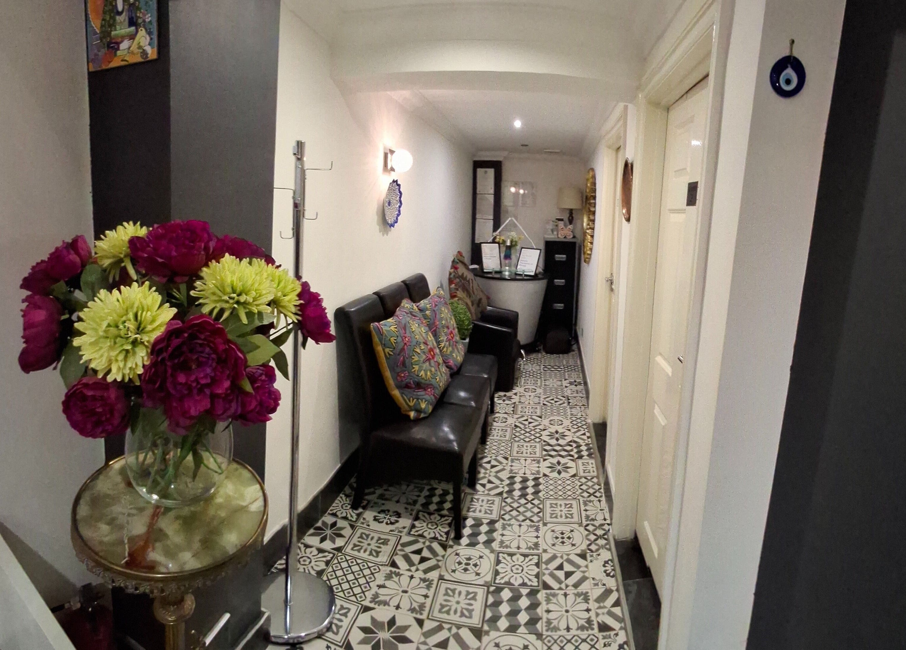 Charming hallway with floral decor at Facial & Body Contour by Zora, London, England, GB.