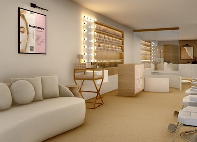 Χώρος υποδοχής Beautyworks Aesthetics✨ | Ποδολόγος Δημητρόπουλος Απόστολος, Άρτεμις, GR με καρέκλες και καθρέπτες