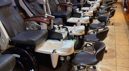 Luxurious pedicure chairs at Nail Place 4U, New York, New York, US offering premium nail services.