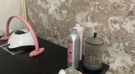 Nail Kouture's stylish nail station in Wolverhampton, England, GB featuring modern manicure tools.