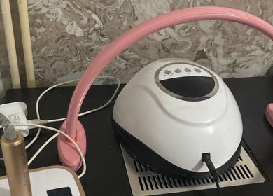 Nail Kouture manicure station with equipment in Wolverhampton, England, GB.