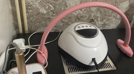 Nail Kouture manicure station with equipment in Wolverhampton, England, GB.
