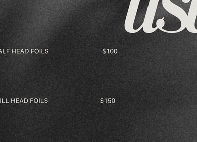 Pricing for foils at Mount Wellington Mobile Hair Services, Auckland, NZ: Half head $100, full head $150.