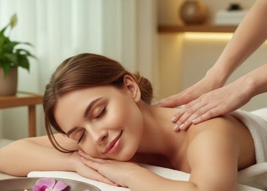 Woman enjoying a massage at Esha Massage for Women, Bengaluru, Karnataka, IN.